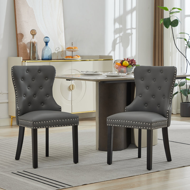 Chaises de salle à manger en polyuréthane avec anneau de traction, Gris