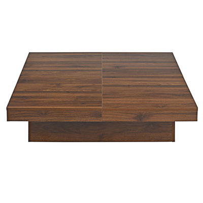 Table basse carrée avec plateau coulissant et rangement