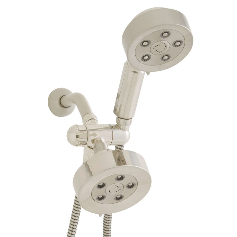 Pomme de douche double Neo Massage avec technologie de jet 360 ° Anystream, Nickel brossé