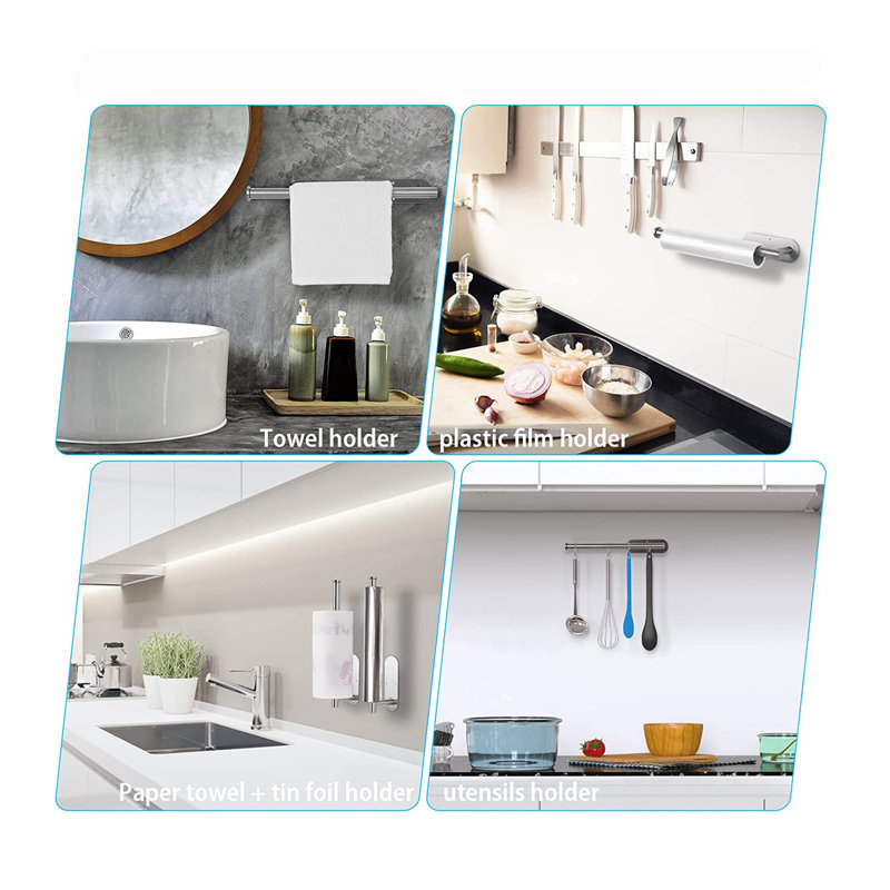 Brushed Nickel Stainless Steel Wall Mounted Paper Towel Holder Set