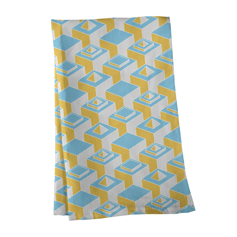 Patricia Geoffrey Tea Towel Kitchen Towel, Tan/Blue, Poly Twill