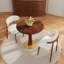Dining Table de salle à manger ronde rétro en noyer de 80 cm avec base en laiton et bois massif. Table avec pieds en bois et base dorée, table pour 2 personnes pour les petits espaces (seulement la table de Négociation)