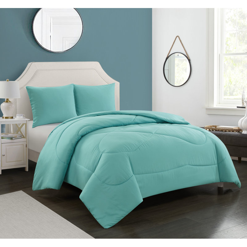 MATTIE Microfiber Comforter Set, Aqua, Full/Queen Comforter + 2 Standard Shams