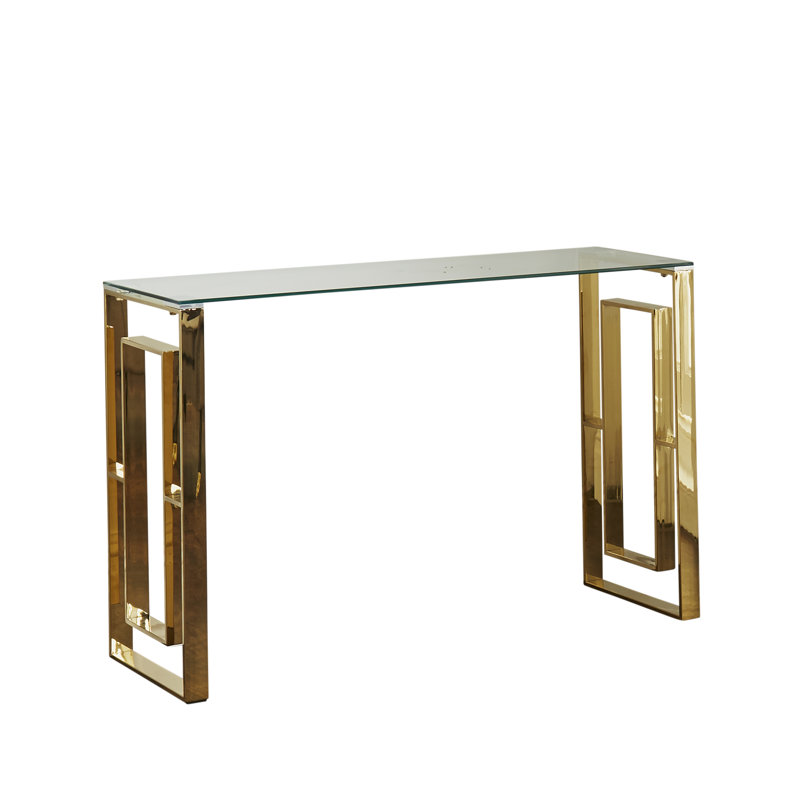 Albany 120cm Glass Top Console Table, Gold