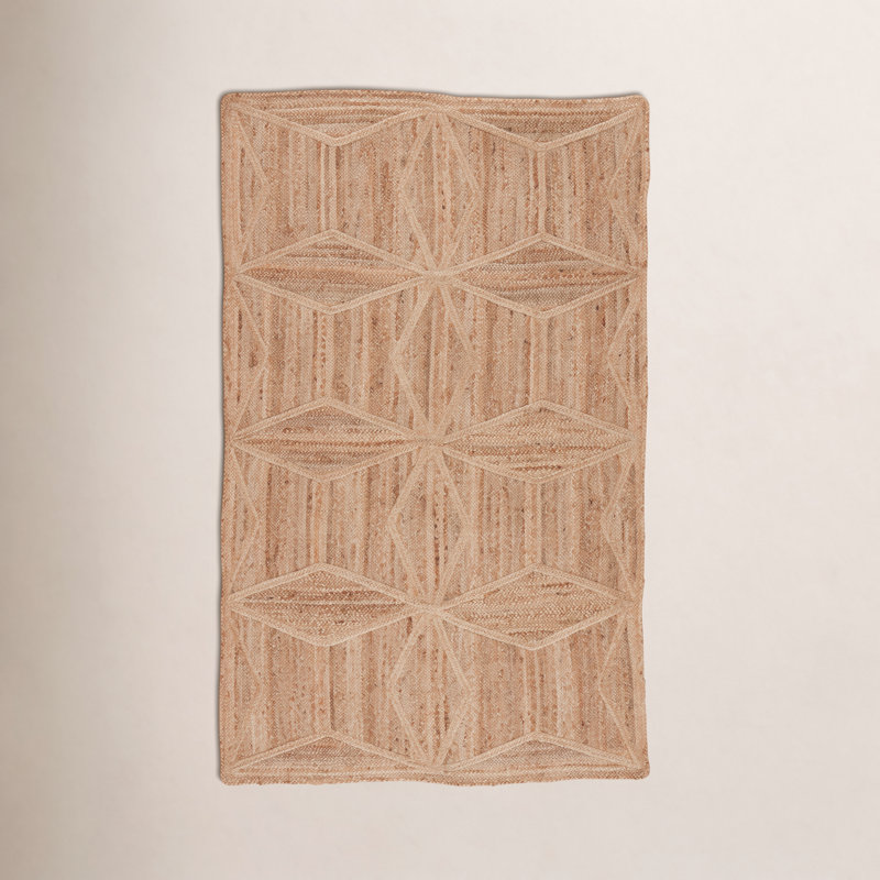 Bancroft Geometric Handmade Dhurrie Jute Beige Area Rug, Rectangle 5' x 8'