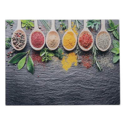 Spices Printed Glass Cutting Board