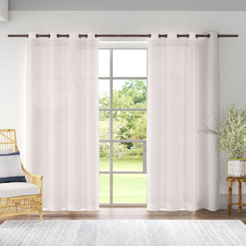 Breanna Semi Sheer Curtain Pair, Charcoal, 54" W x 120" L