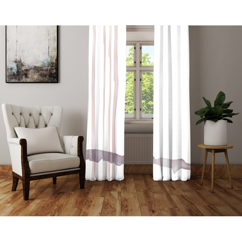 Paire de rideaux semi-transparents en polyester Diandria, L 56 po x L 78 po