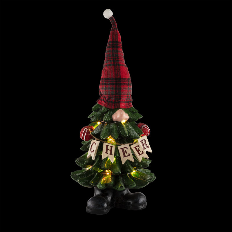 Dulcet 28"H Polyresin Christmas Tree Gnome Decoration With Color Changing Led Lights, Multicolor