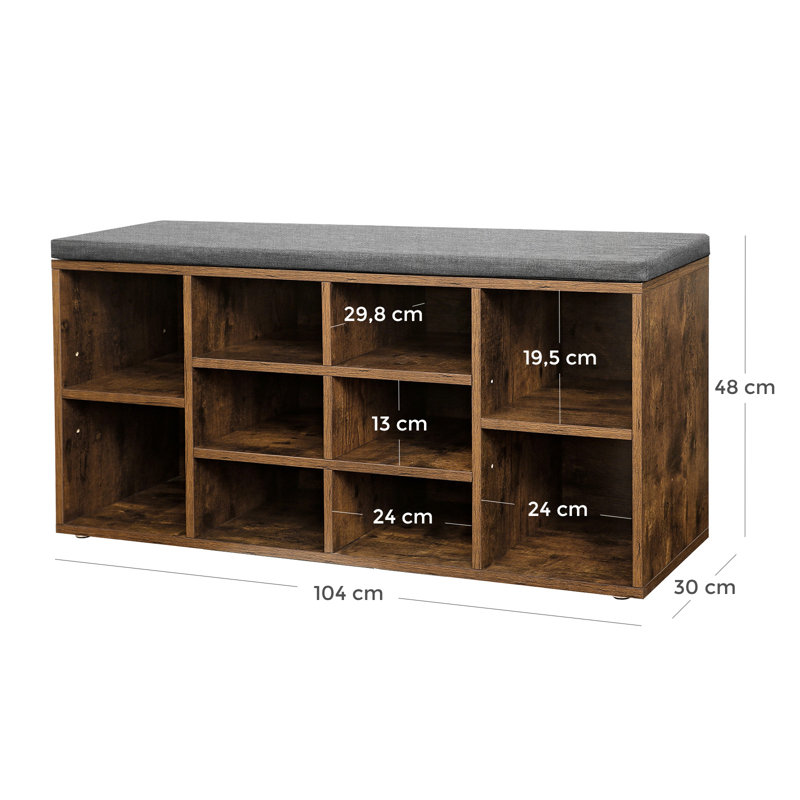 Adara Linen Blend Upholstered Storage Bench, Rustic Brown/Grey