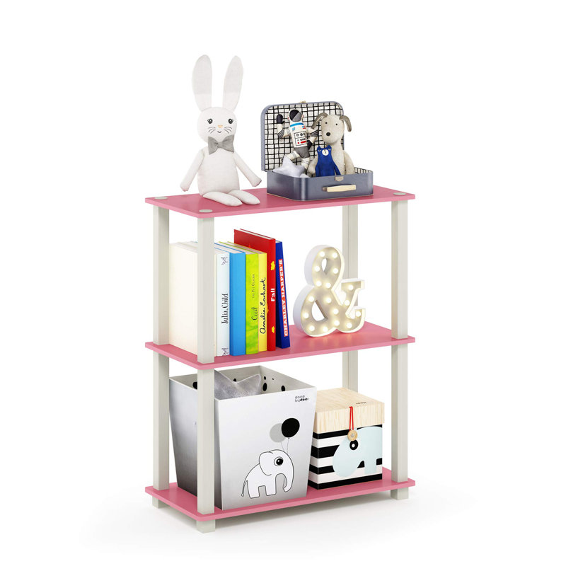 Étagère compacte à 3 niveaux avec support carré, H 29,49 po x l 23,58 po x P 11,42 po, Rose/Blanc