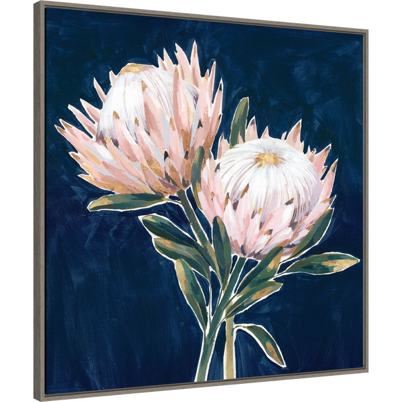 «Isabelle Z King Protea Flowers» encadrée sur toile par Isabelle Z, peinture, H 30 po x l 30 po x P 2 po