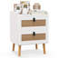 Table de chevet 2 tiroirs Batelov en blanc / brun