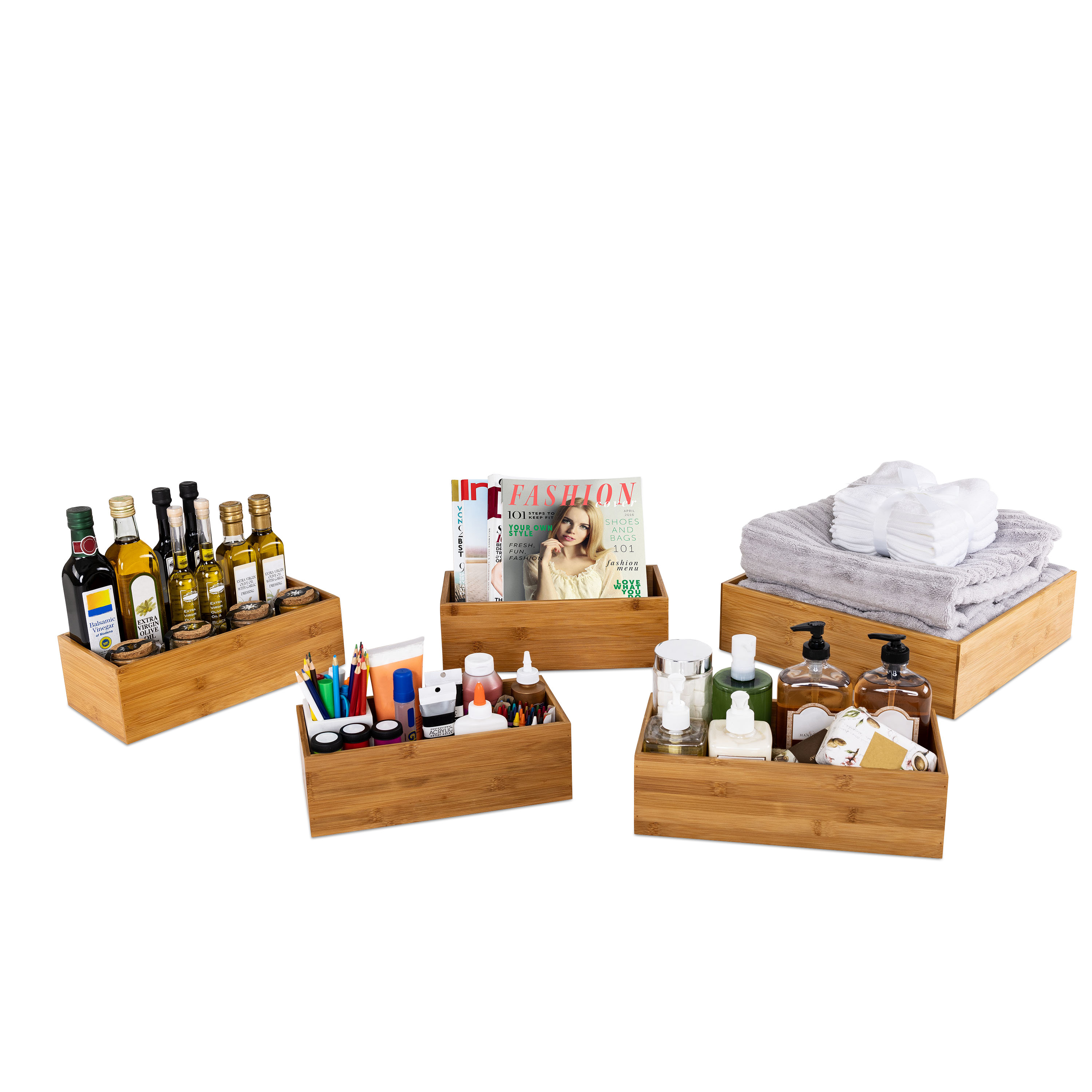 Seville Classics Bamboo Box Drawer Organizer 5Piece Set Wayfair