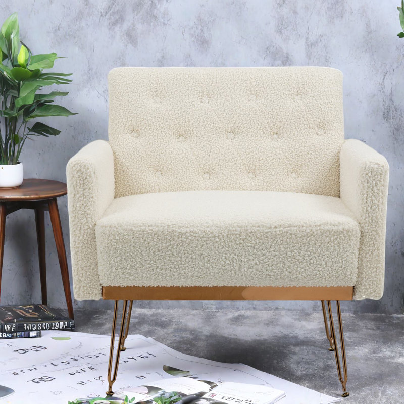 Modern Comfortable Accent Chairs, Chic Teddy Upholstery, Perfect For Living Room And Bedroom
