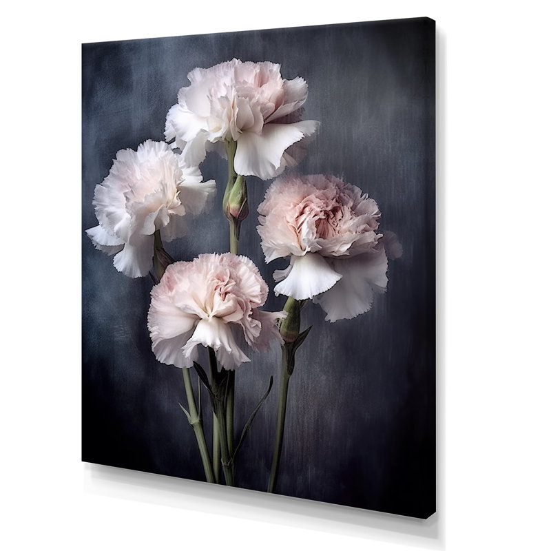 Œillets noirs et blancs avec impression sur toile, H 44 po x l 34 po x P 1,5 po, Toile tendue