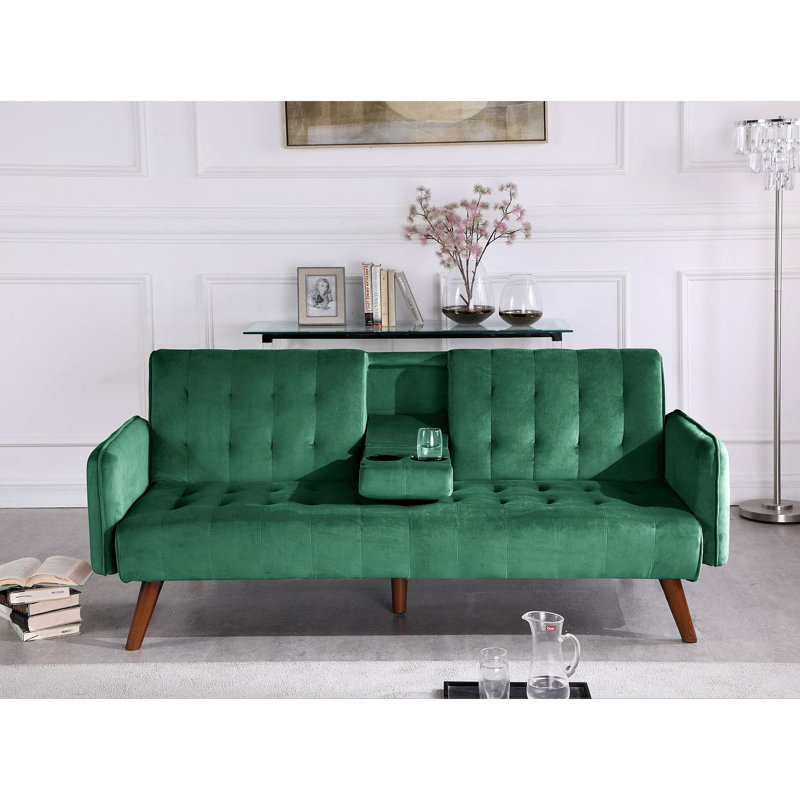 Canapé-lit de 72 po - Dossier convertible pliant en lit double avec porte-gobelet et table rabattable - Canapé en lin peu encombrant pour petits espaces - Assemblage facile
