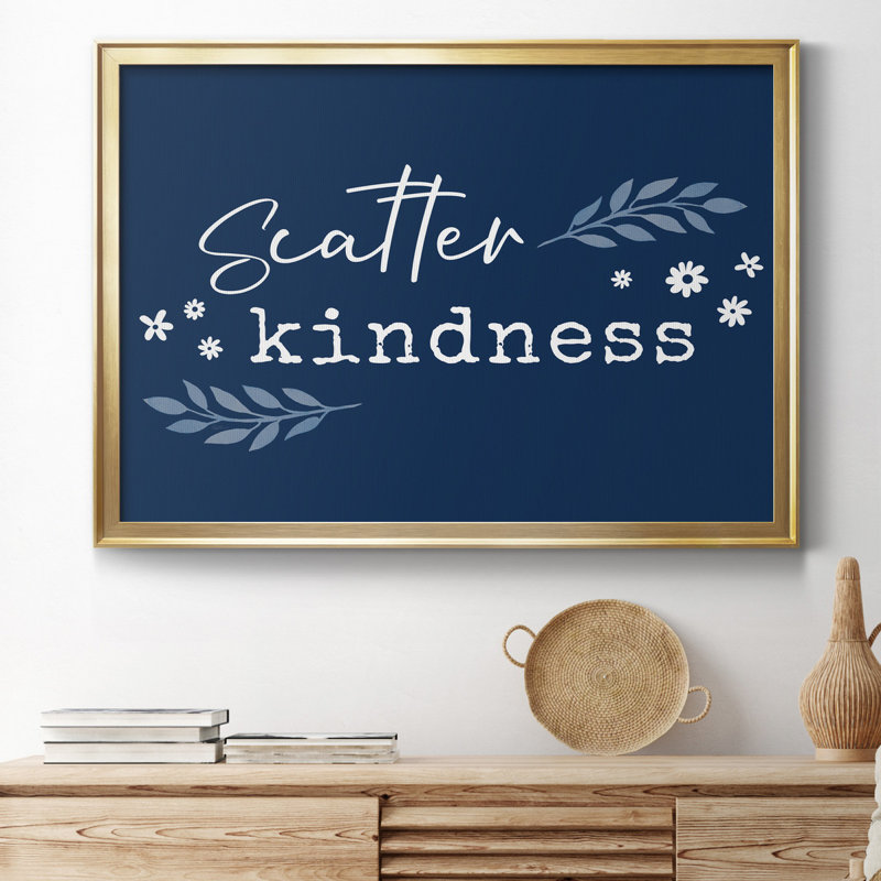 Kindness - Cadre photo, art textuel, H 26,5 po x l 36,5 po x P 1,5 po, Toile avec cadre doré, Pas de tapis