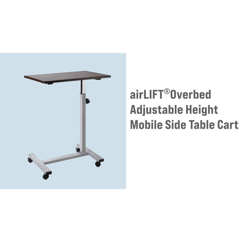Silver Adjustable Height Rolling Laptop Desk with Wheels