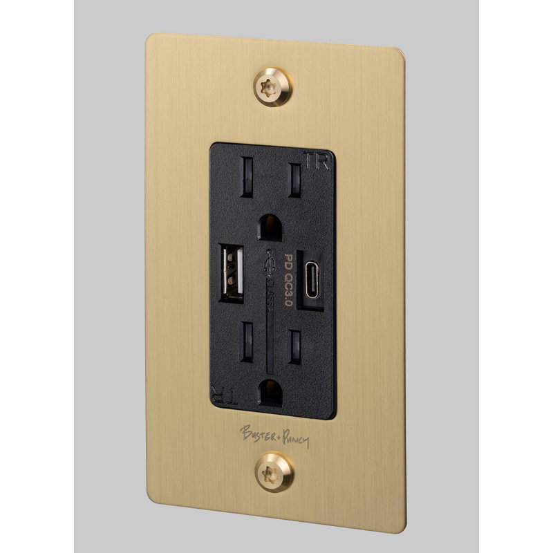 1G Duplex Outlet / USB A + C / Linear / With Logo, Black