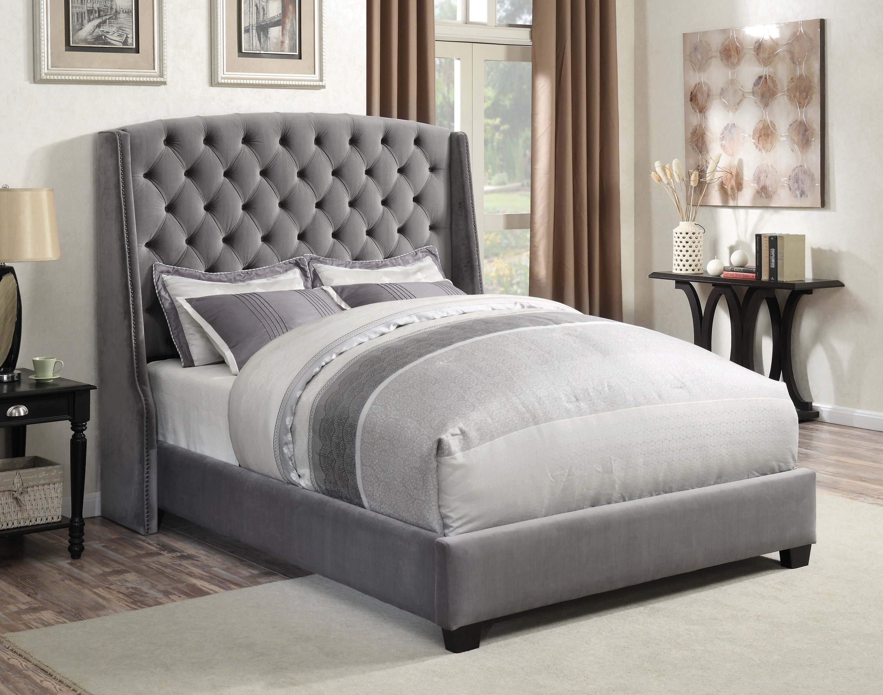 Vita upholstered low online profile standard bed