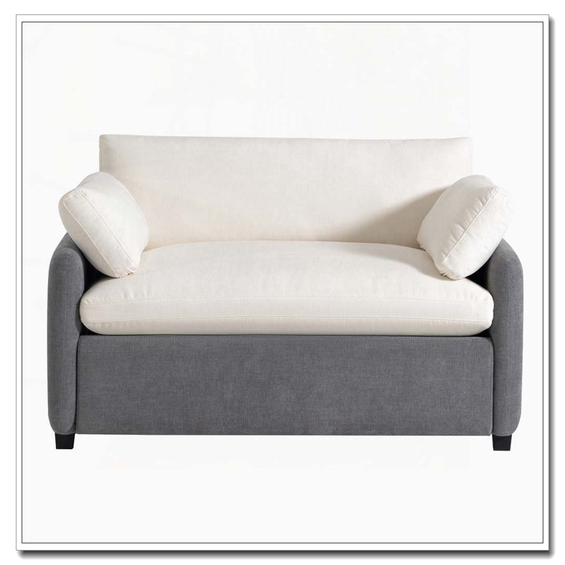 Fauteuil simple surdimensionné en chenille 50 * 43 ", chaise d'appoint large et profonde, Gris + crème