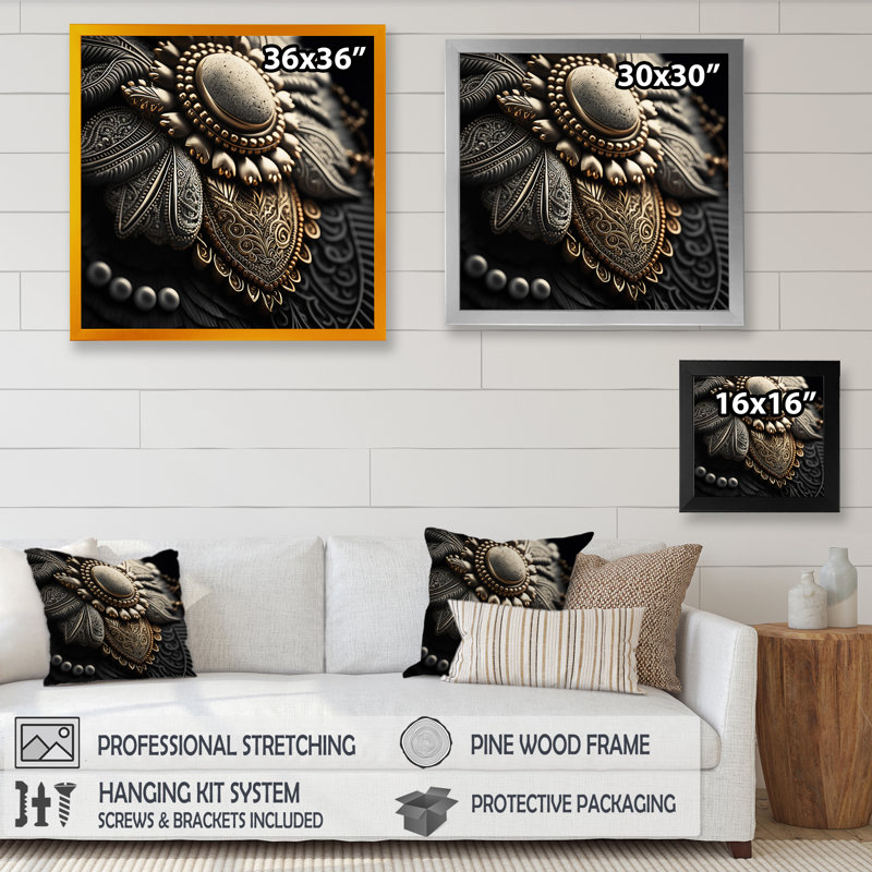 «Doreather Portrait Of A Boho Chic Woman III», reproduction sur toile, Cadre photo noir, H 16 po x l 16 po x P 1 po