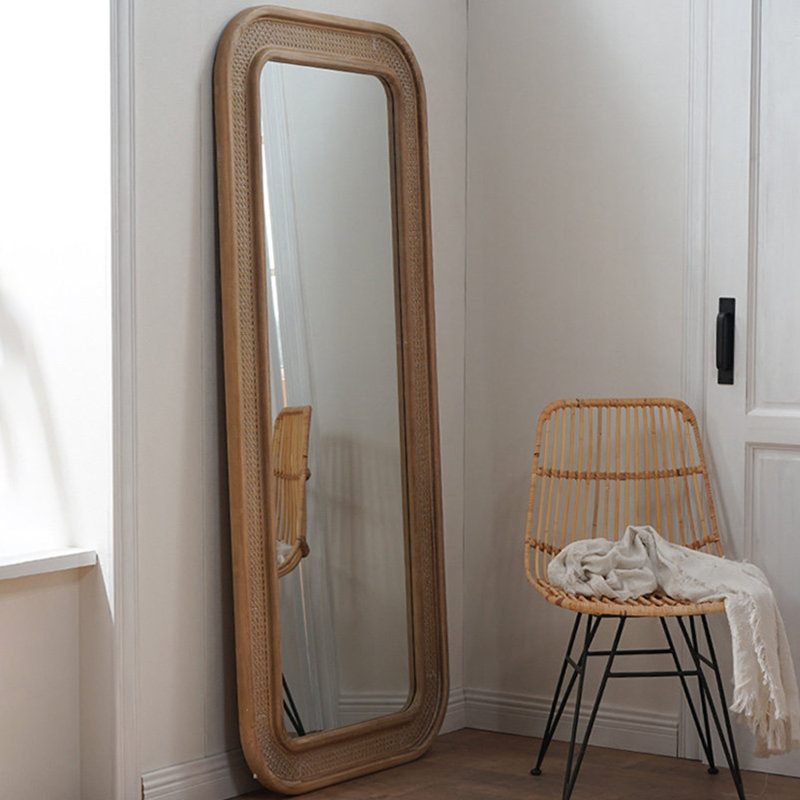 Rectangle Rattan+Solid + Manufactured Wood Full Length Mirrors