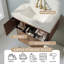 Meuble-lavabo flottant 36 po avec lavabo 36 po, armoire en chêne brun pré-assemblé, plateau en pierre frittée Carrara-1819145066