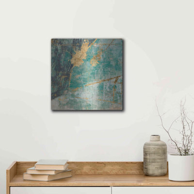 «Teal Lace I» par Jennifer Goldberger - peinture sur métal sans cadre