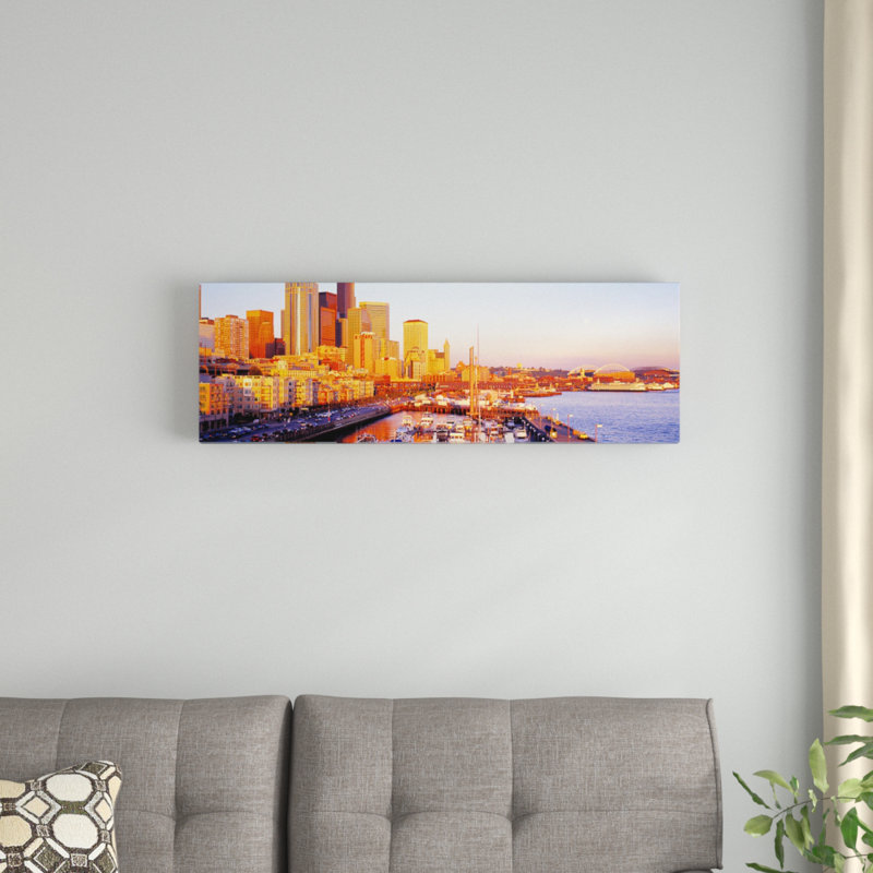 «Seattle, Washington», reproduction de photo sur toile tendue, H 12 po x l 36 po x P 1,5 po, Cadre noir