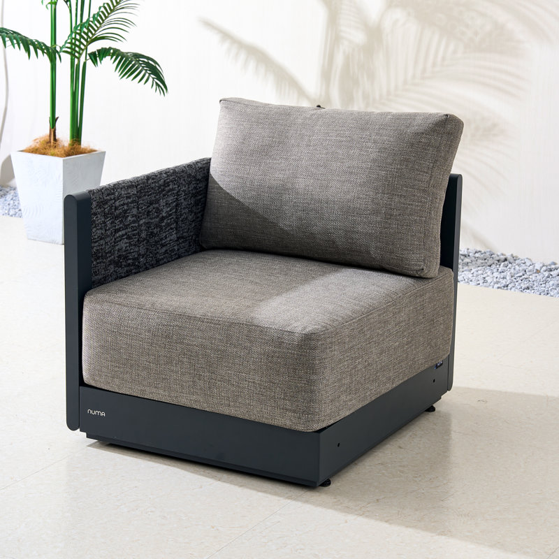 Outdoor Aluminum Left And Right Armchairs Set With Cushions