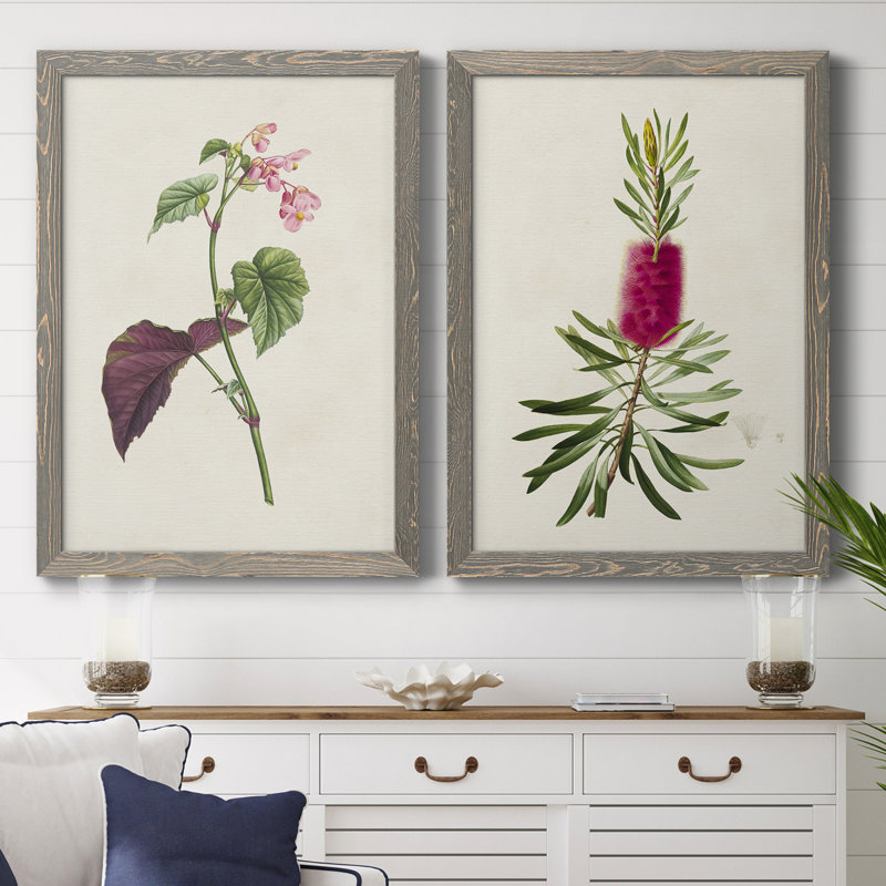 «Pretty Pink Botanicals VI», toile encadrée de qualité supérieure - prête à être accrochée, gris
