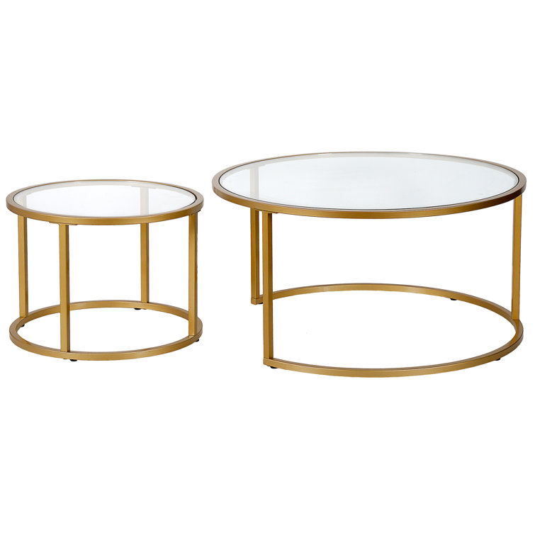 Watson (Set of )Two 35" Glass And Steel Round Nested Coffee Tables