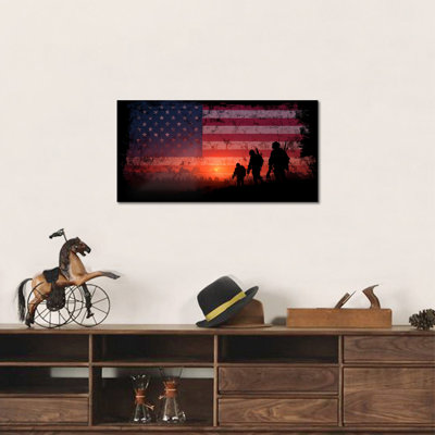 Patriotic Wall Art, American Flag Wall Art for Living Room, American Flag Wall Decor Poster Picture Military Wall Art, Patriotic Military Wall Decor Memorial Day Wall Art