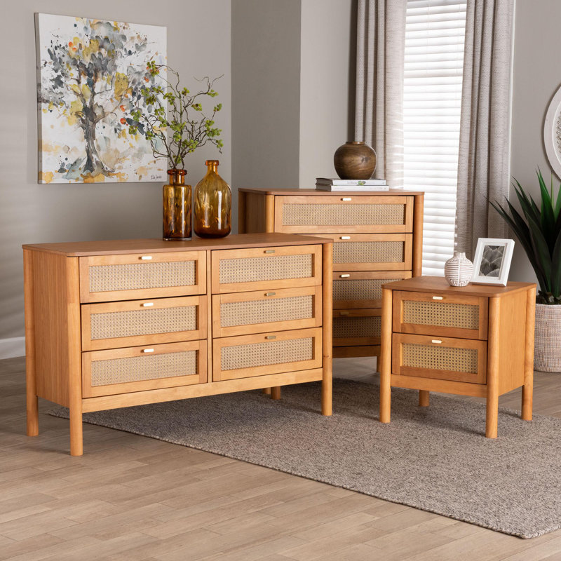 Ensemble de rangement en bois brun doré 3 pièces Betzayda Baxton Studio Jenn