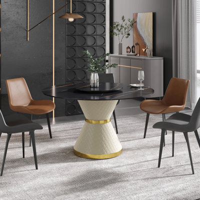 Patsy Round Dining Table with Rotating Tray by Orren Ellis