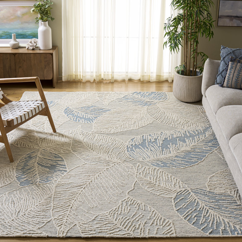 Jardin 375 Hand Tufted Wool; Cotton Floral Rug in Blue/Ivory, Rectangle 8' x 10'