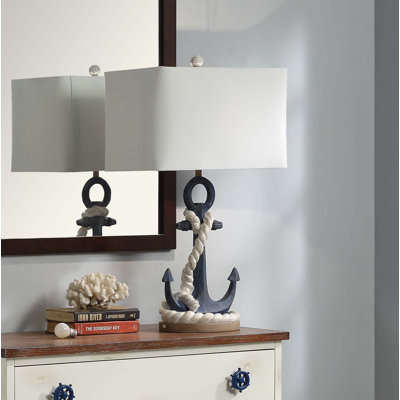 33" Navy Anchor Table Lamp, Blue