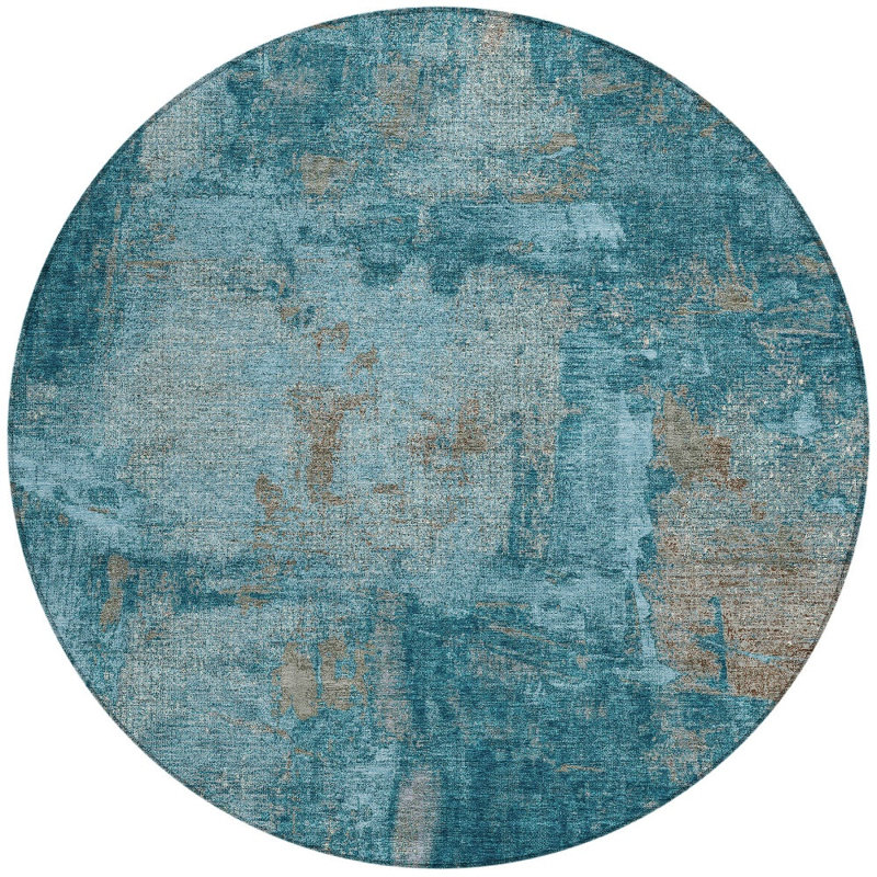 Tapis rond bleu 8 po