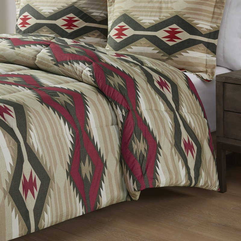 Woolrich Emmet Creek Down Alternative Comforter Set with Throw Pillow, King Comforter + 3 Additional Pieces, Red