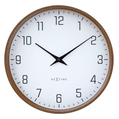 Modern Wall Clock, Silent, 12-Inch Wood-Tone Frame-“LYRA”