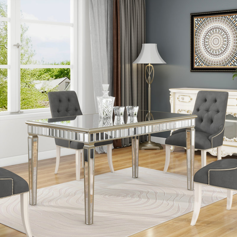 Adelais 59" Antique Mirrored Dining Table