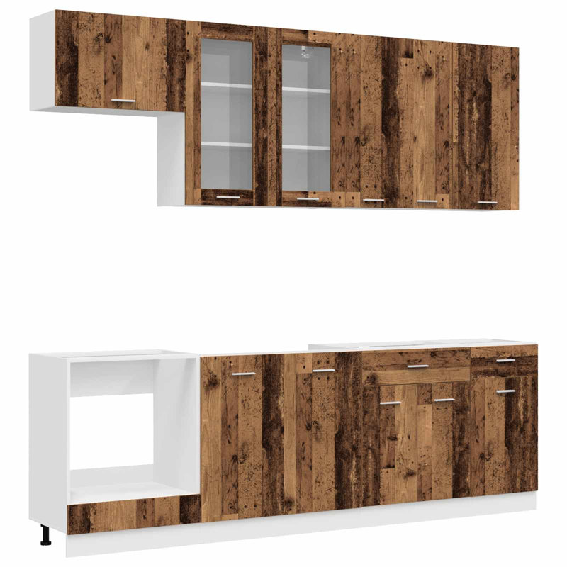 vidaXL Kitchen Unit with Drawer with Door LYON 8 pcs Engineered Wood Modern, Old Wood