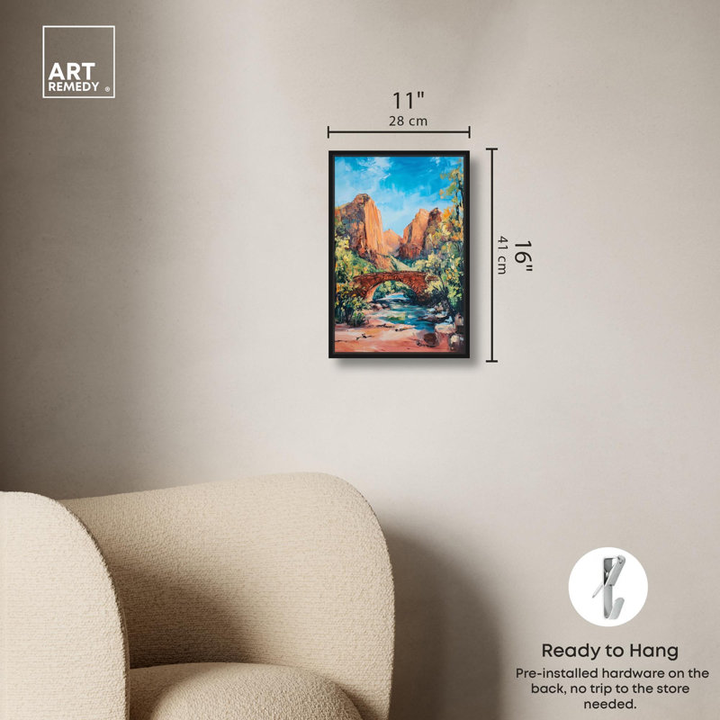 Bridge in Time Canvas by Art Remedy, Black, 16" H x 11" W, Floater Frame