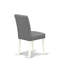 L'ensemble de salle à manger 3 pièces Mid-Century se compose d'une table ronde et de 2 chaises en tissu de polyester gris platine avec dossier élégant - Lin blanc-668743922-668743933-668743929