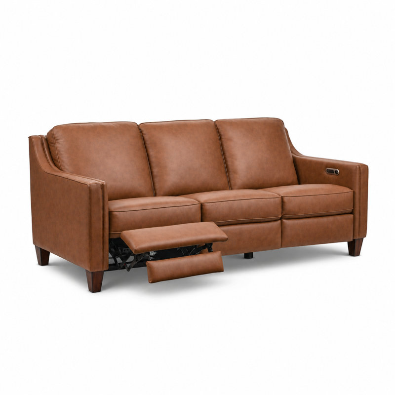 Canapé inclinable électrique en cuir véritable de 82 po Finnegan, Brun