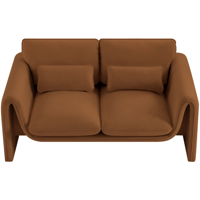 Kirstee 64" Velvet Loveseat, Saddle Velvet