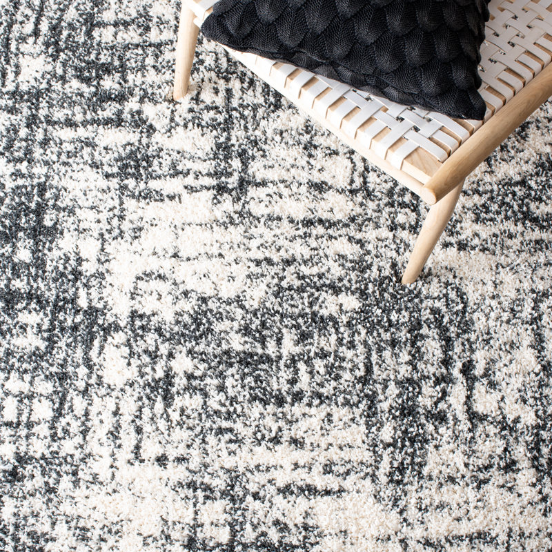 Tapis abstrait ivoire / gris Olana, Rectangle 9 pi x 12 pi