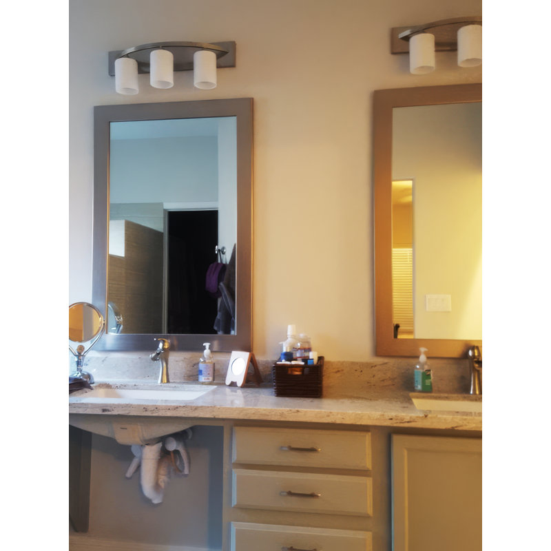 Shmuel Wood Framed with Safety Backing Ideal for Bathroom / Vanity Mirror, Antique Satin Nickel, 30" x 42"